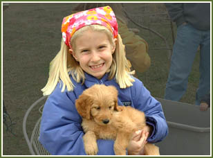 Anna and her new Goldendoodle puppy