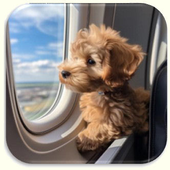 Peach Puppy on Plane